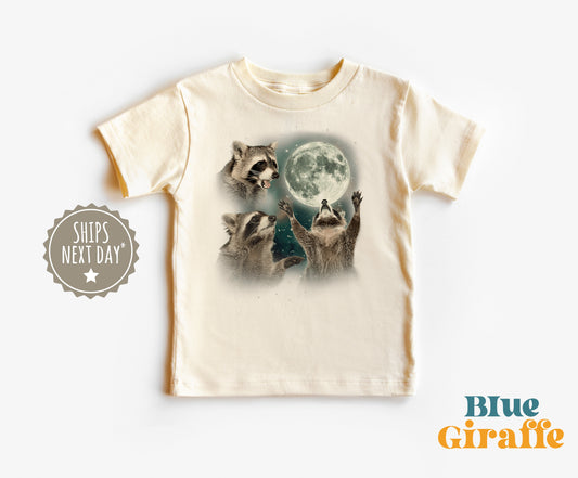 Vintage Raccoon Moon Toddler Shirt & Kids Sweatshirt