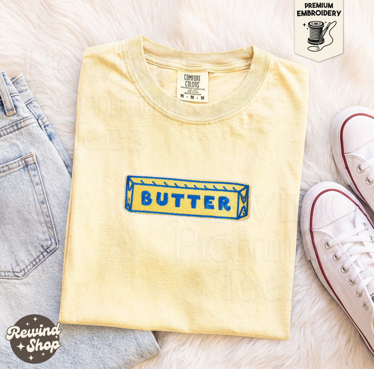 Butter Embroidered Comfort Colors T-Shirt