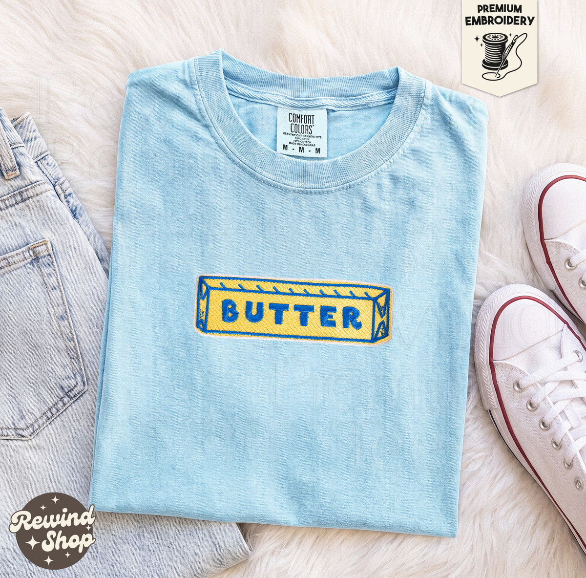 Butter Embroidered Comfort Colors T-Shirt
