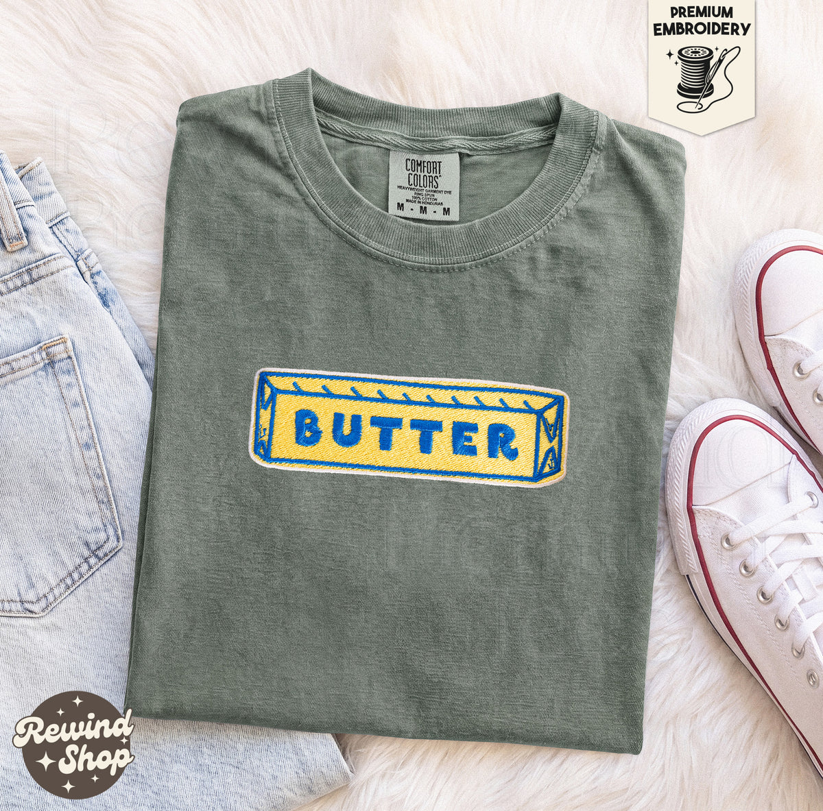 Butter Embroidered Comfort Colors T-Shirt