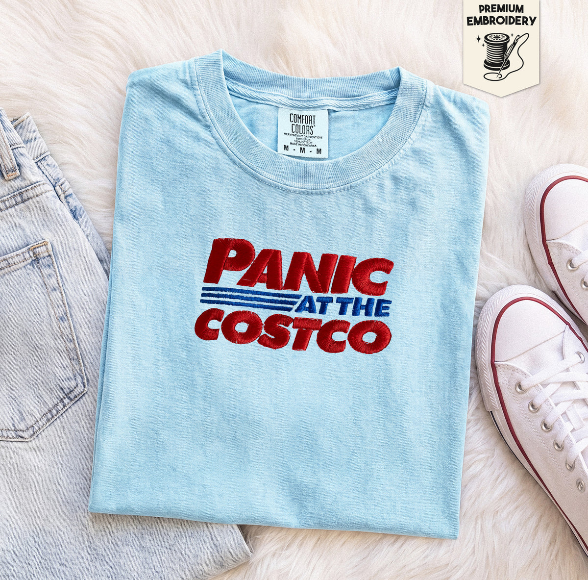 Embroidered Panic at the Costco Comfort Colors T-Shirt