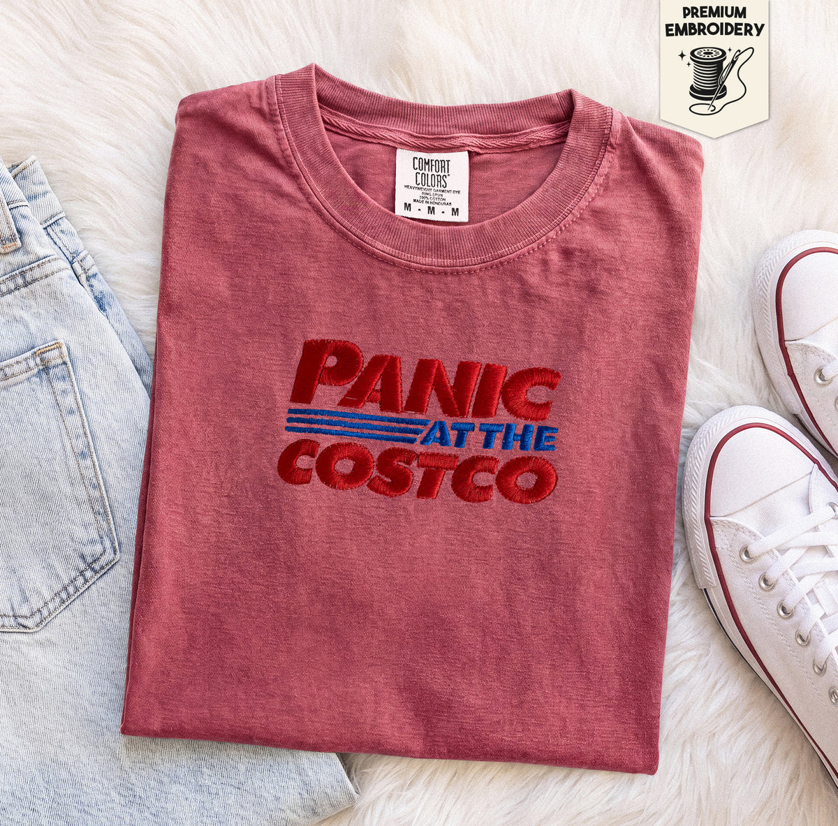 Embroidered Panic at the Costco Comfort Colors T-Shirt