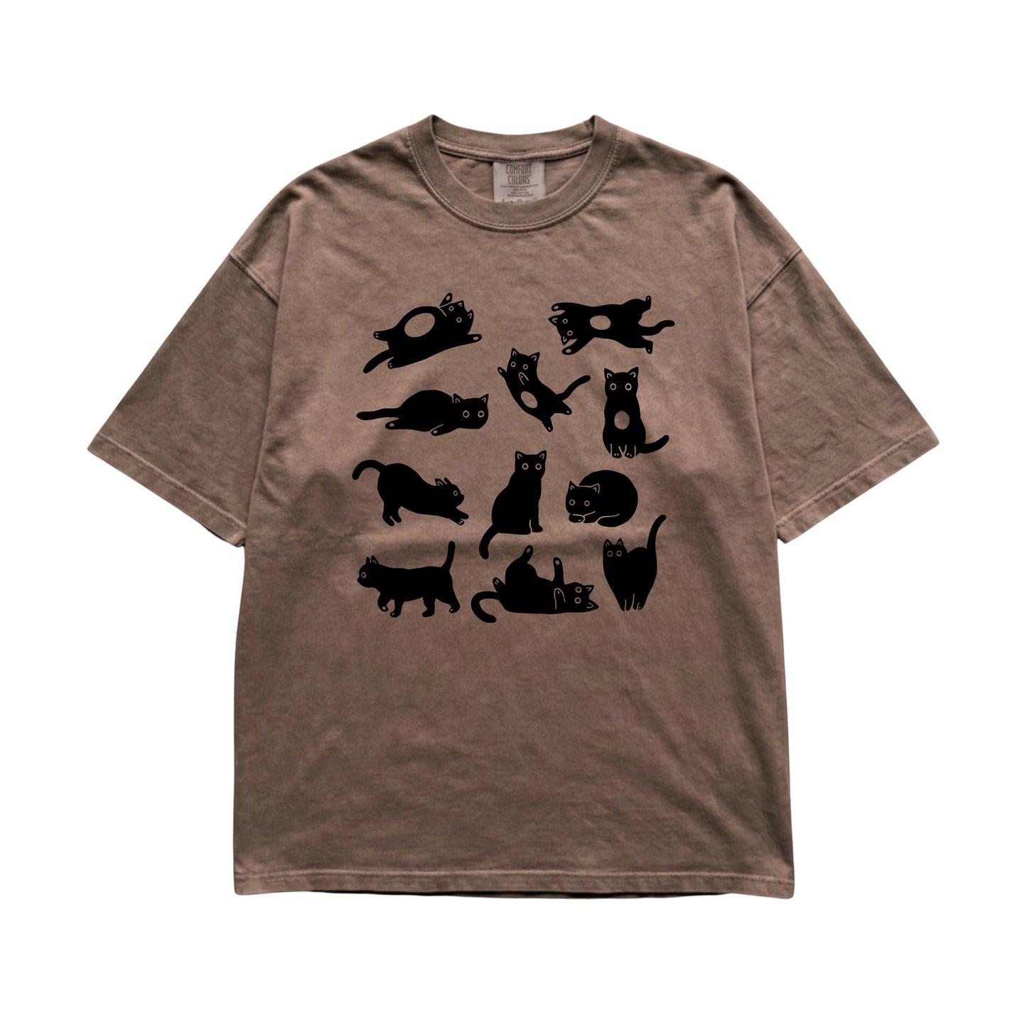 Linocut Drawn Cats T-Shirt